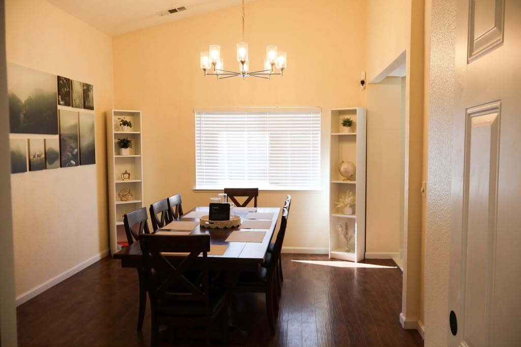The dining room at Cozy Care Homes, set for a home-cooked meal